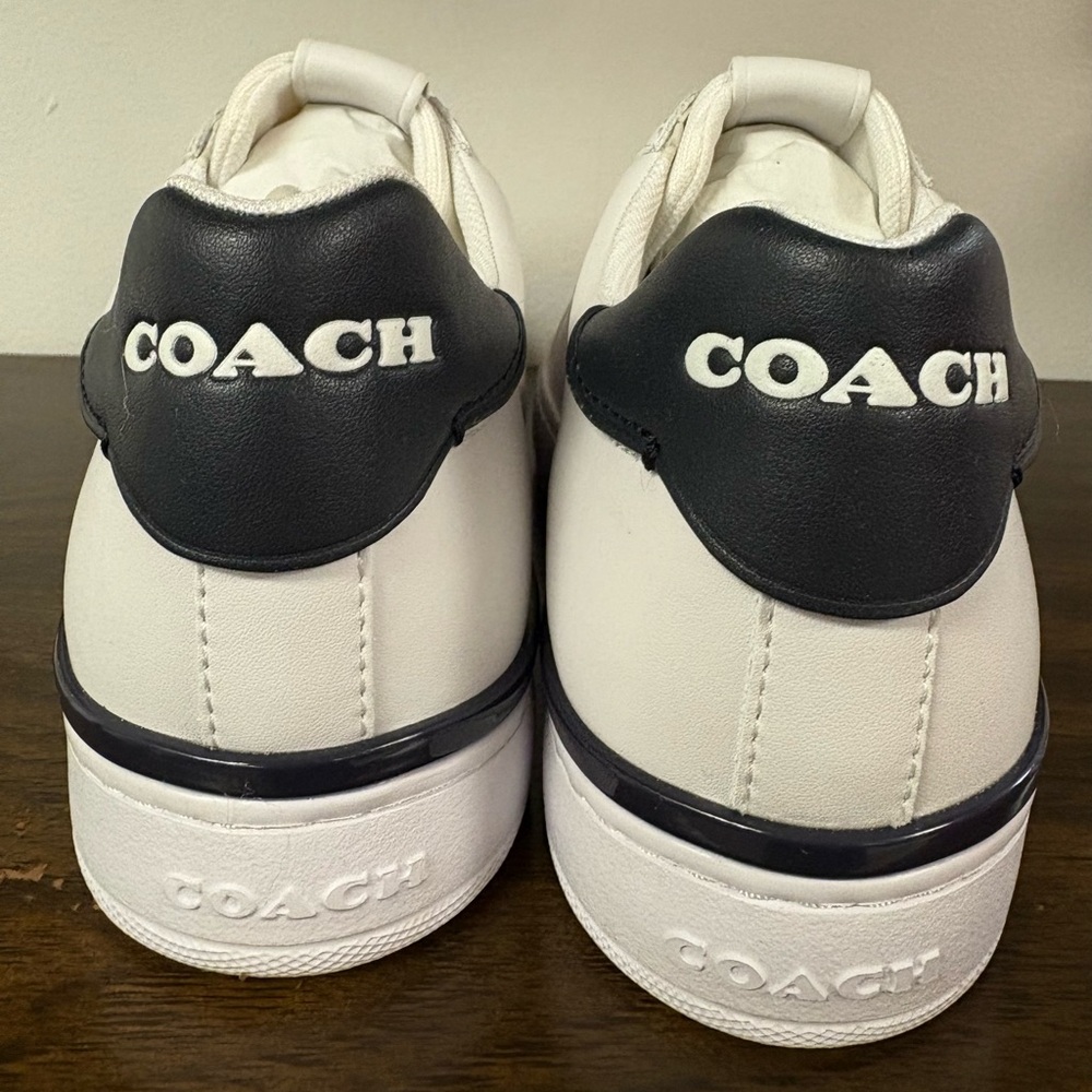 Coach Womens Lowline Leather Sneakers Optic White/Midnight Navy 8.5B - Picture 8 of 10